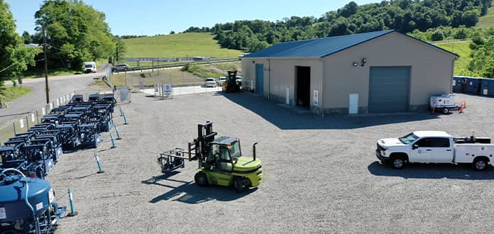 Equipment next to building